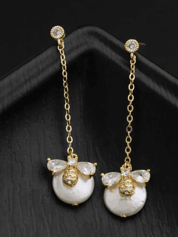 Bee You Natural Pearl Drop Earrings - Fluid