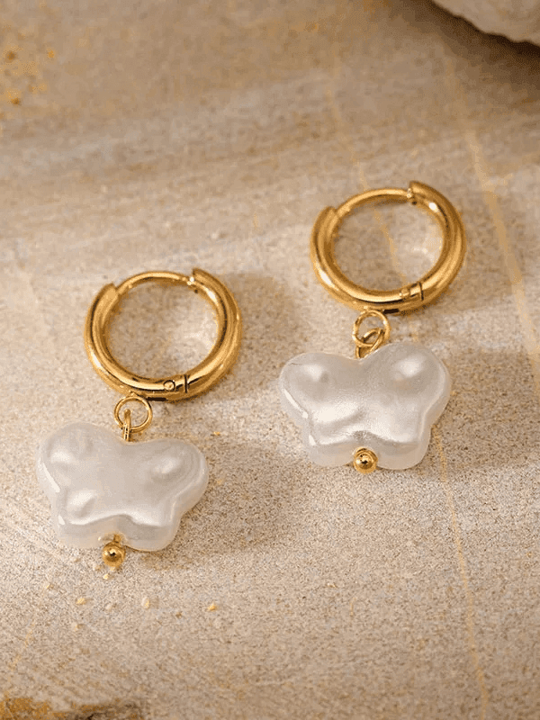Butterfly Pearl Stud Earrings - Fluid