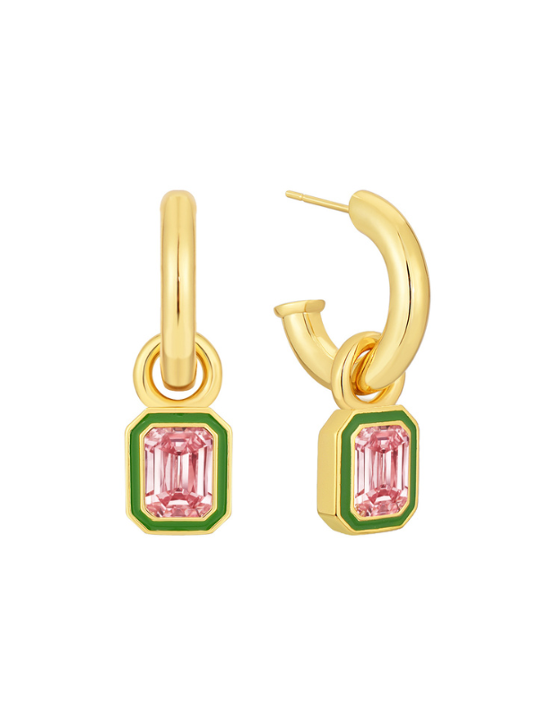 Celena Blush Baguette Hoops