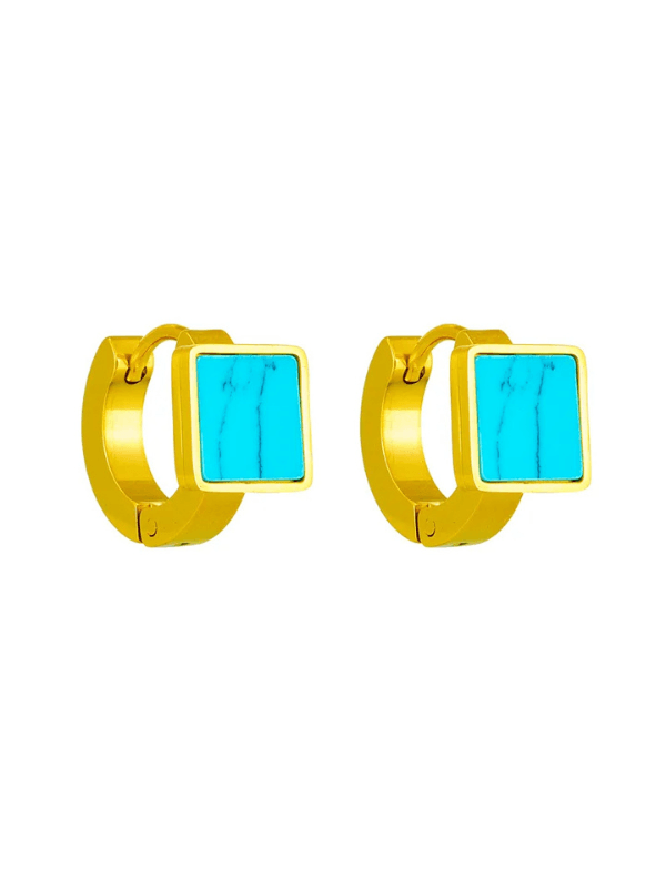 Teal Square Summer Hoop Earrings - Fluid
