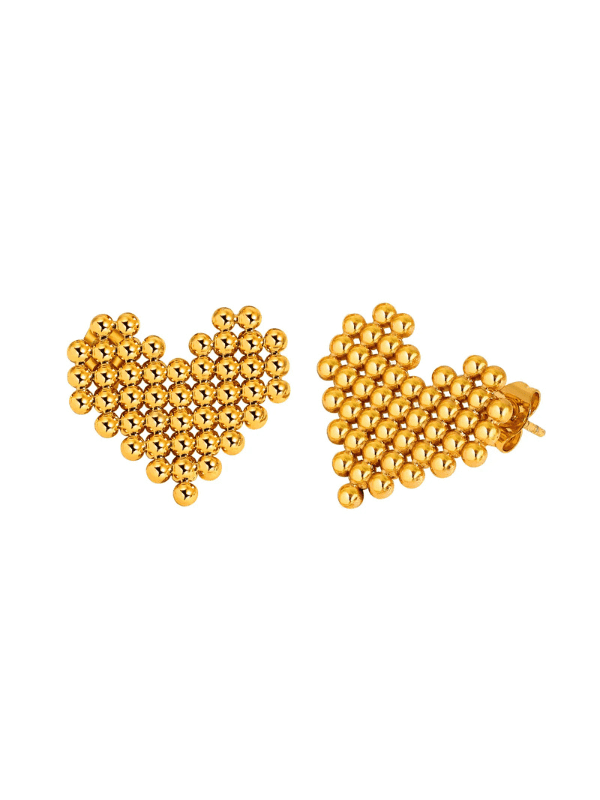 Elegant Rhombus Heart Stud Earrings - Fluid