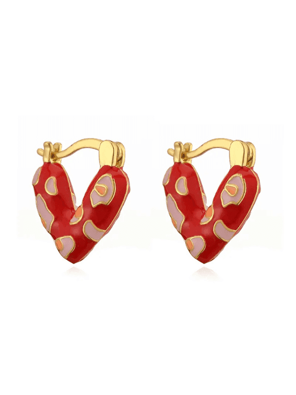 Enamel Sweetheart V-Shape Earrings - Fluid