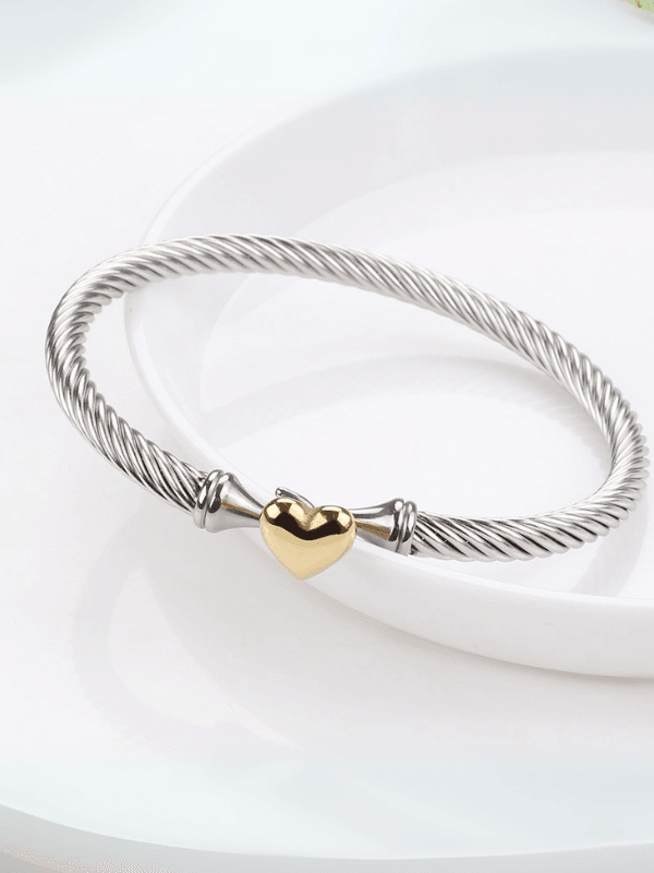 Eternal Heart Dual Toned 18K Gold Plated Women's Bracelet - Fluid