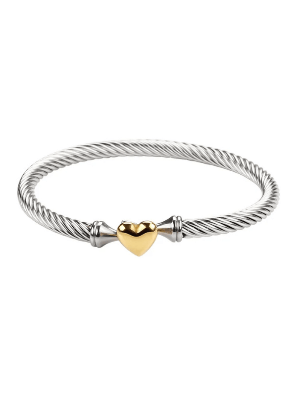 Eternal Heart Dual Toned 18K Gold Plated Women's Bracelet - Fluid