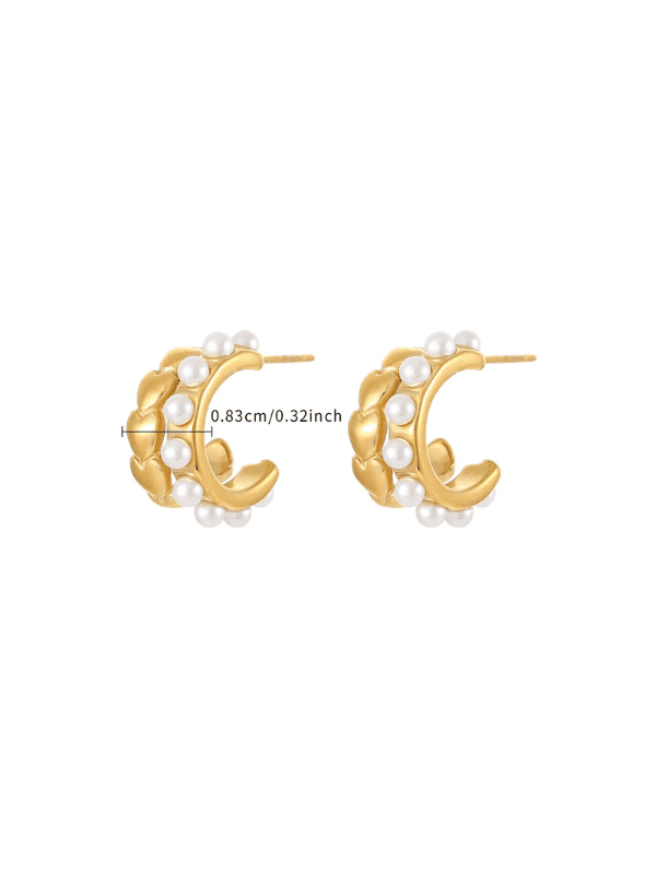 Princess Pearl Heart Studded Hoop Earrings - Fluid