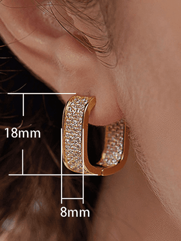 Disco Ball Zircon Long Hoop Earrings - Fluid