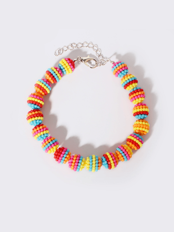 Geometric Beaded Multicolor Pet Collar - Fluid