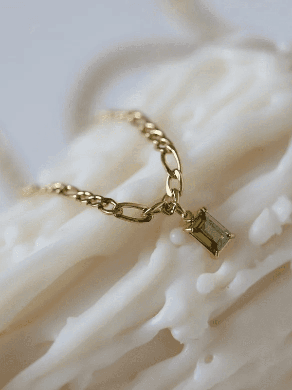 Vintage Stone Pendant Chain Necklace - Fluid