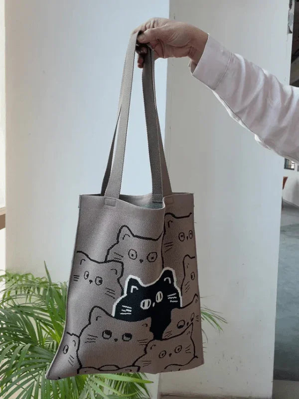 Meow Mood Knitted Unisex Tote Bag