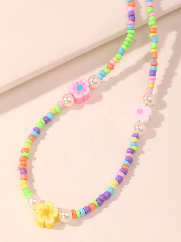 Color Burst Flower Power Necklace - Fluid