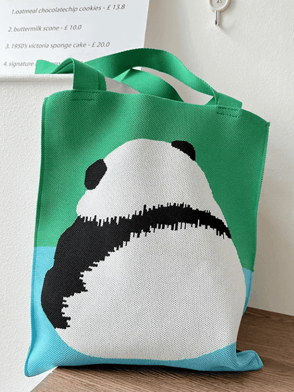 Panda Knitted Tote Bag - Fluid