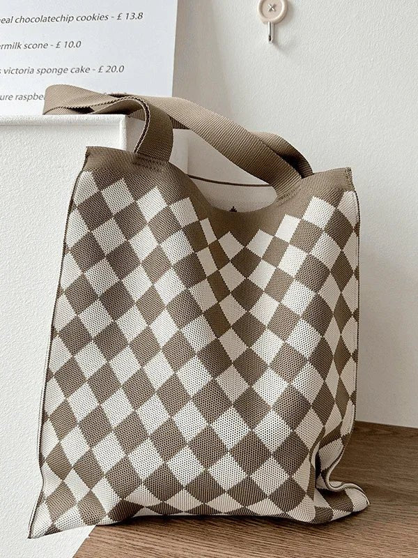 Checkered Nude Tote Bag - Fluid