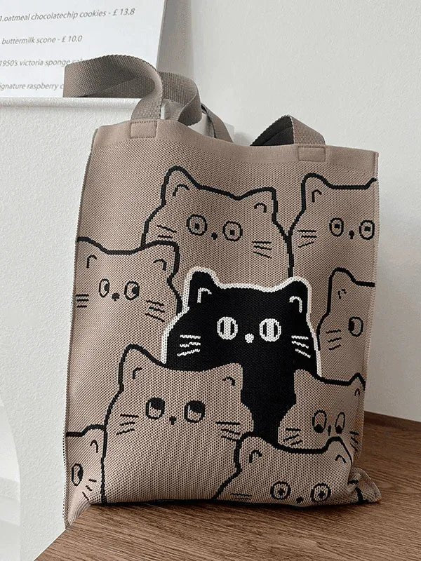 Hey Kitty Knitted Tote Bag - Fluid