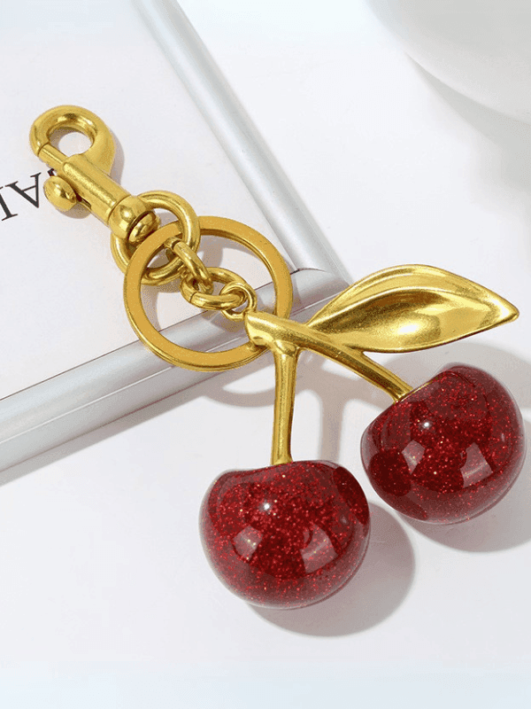 Resin Cherry Bag Charm - Fluid