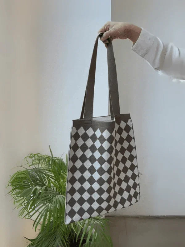 Plaid Perfection Knitted Unisex Tote Bag