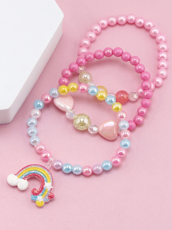 Rainbow Splash Acrylic Kids’ Bracelet Set - Fluid