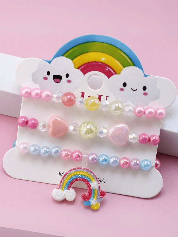 Rainbow Splash Acrylic Kids’ Bracelet Set - Fluid