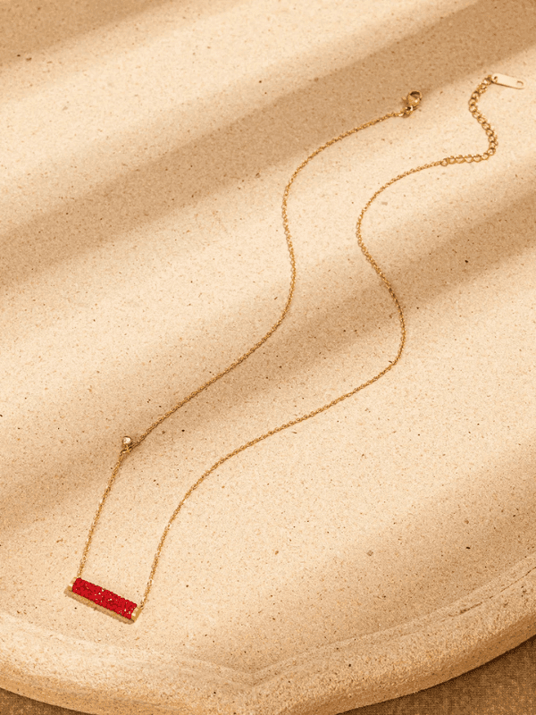 Retro Red Rhinestone Pendant Necklace - Fluid