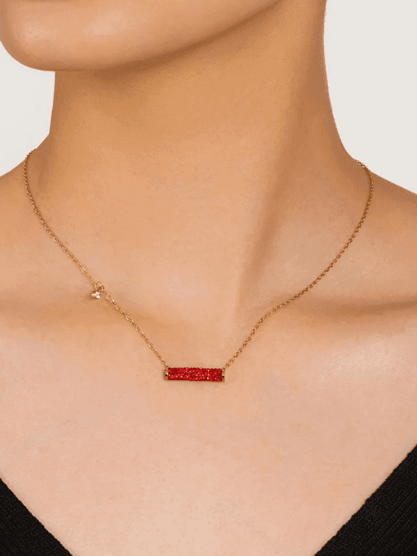 Retro Red Rhinestone Pendant Necklace - Fluid