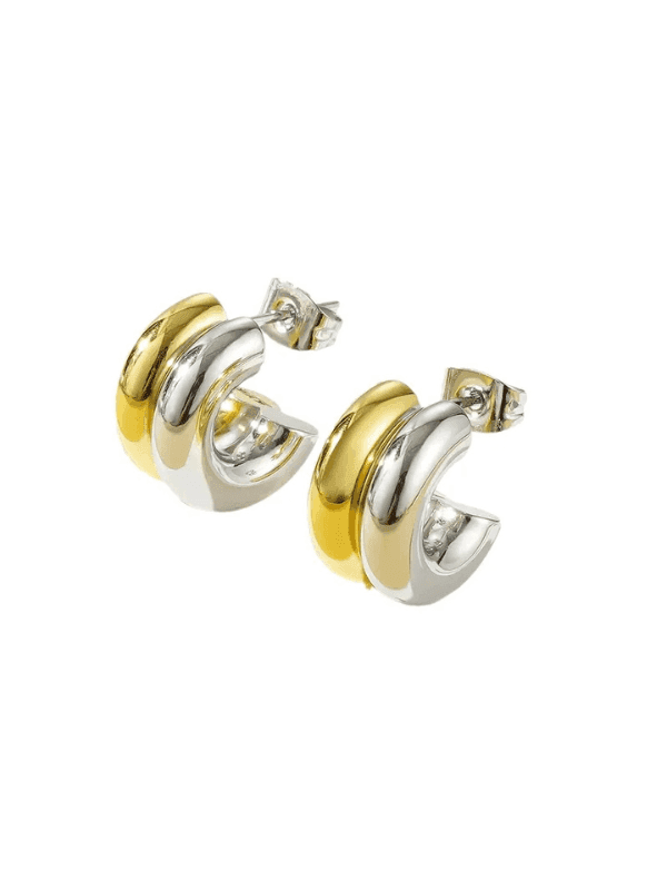 Dual Tone Hoop Earrings - Fluid