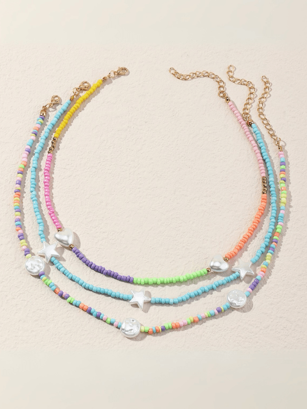 Star & Heart Beaded Kids’ Necklace Set - Fluid