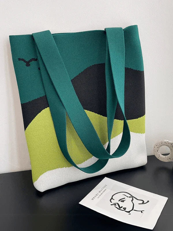 Color Block Vintage Tote Bag - Fluid
