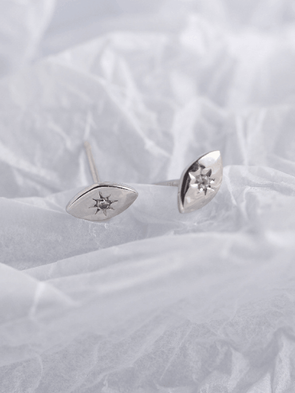 Evil Eye 925 Sterling Silver Studs - Fluid