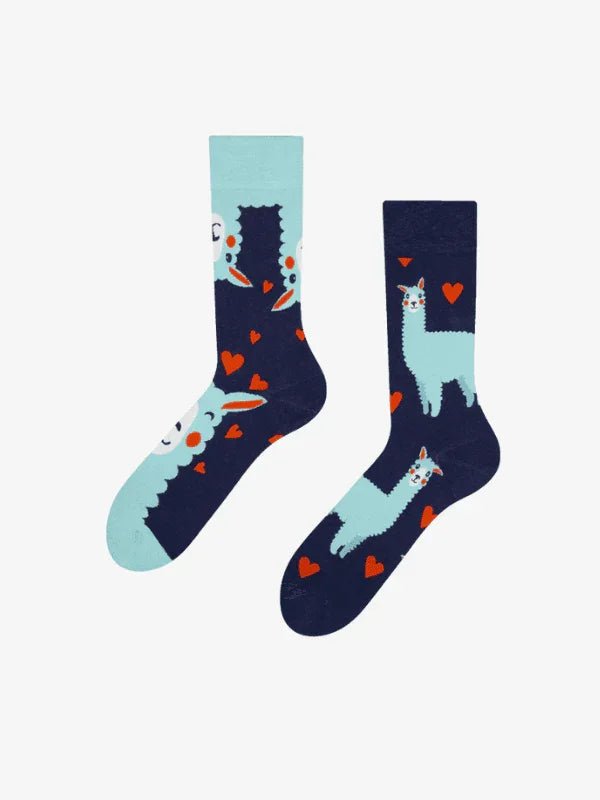 Alpaca Mismatch Blue Socks - Fluid