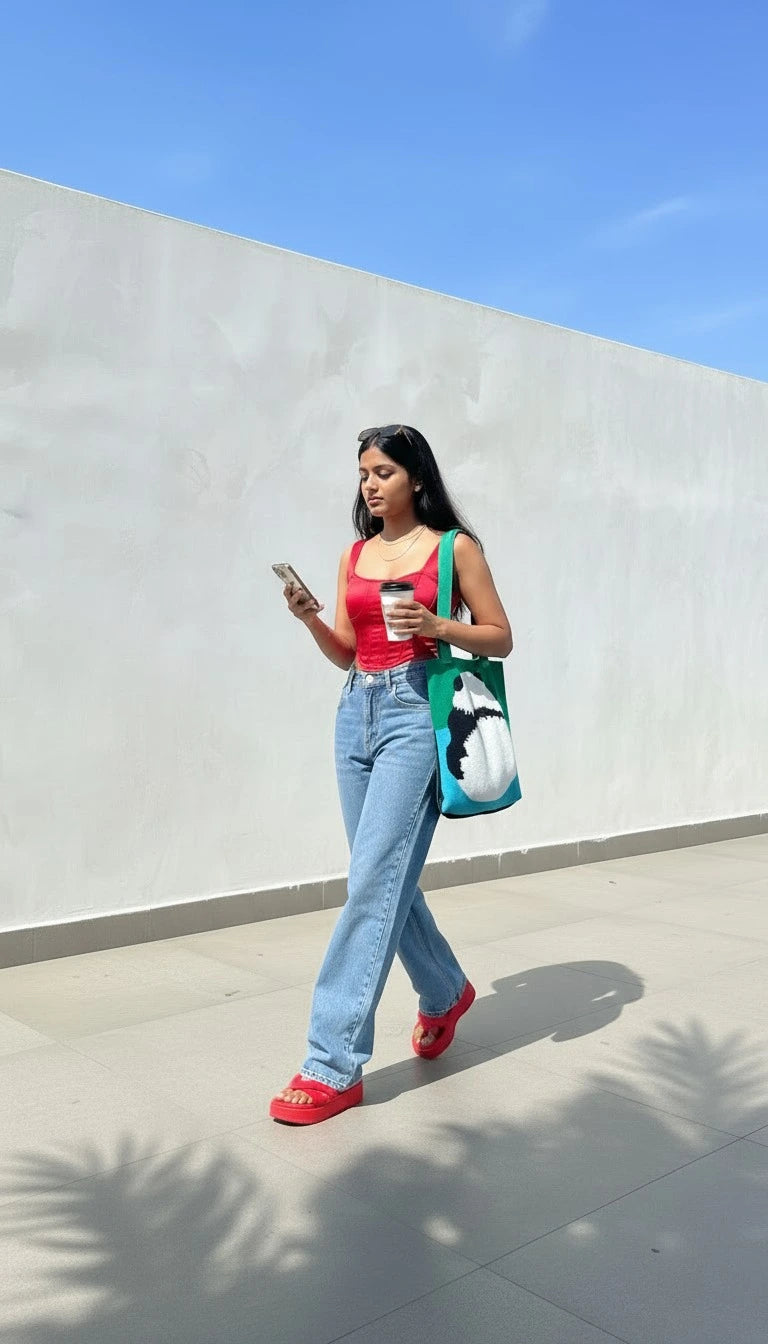 Panda Love Knitted Unisex Tote Bag