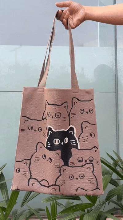 Meow Mood Knitted Unisex Tote Bag
